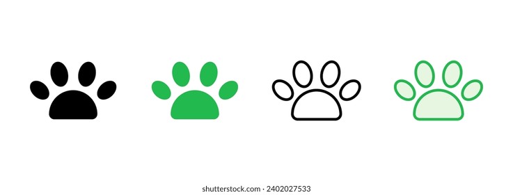 Paw icon set. paw print icon vector. dog or cat paw