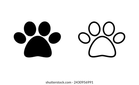 Paw icon set. paw print icon vector. dog or cat paw