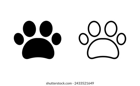 Paw icon set. paw print icon vector. dog or cat paw