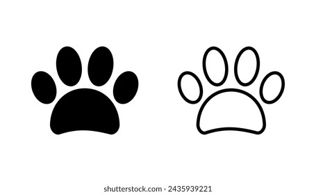 Paw icon set. paw print icon vector. dog or cat paw
