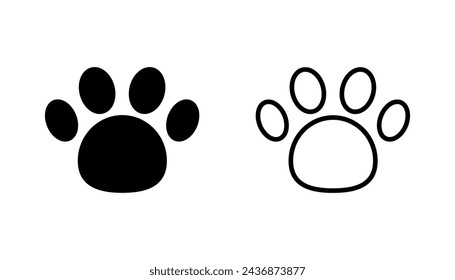 Paw icon set. paw print icon vector. dog or cat paw