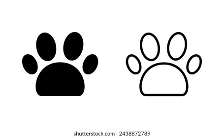Paw icon set. paw print icon vector. dog or cat paw