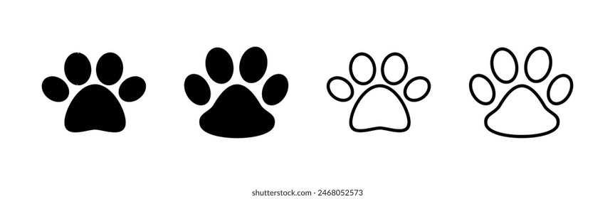 Paw icon set. paw print icon vector. dog or cat paw