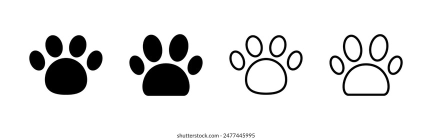 Paw icon set. paw print icon vector. dog or cat paw