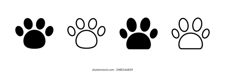 Paw icon set. paw print icon vector. dog or cat paw