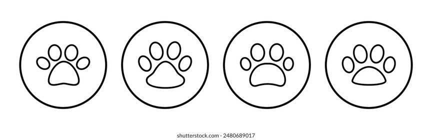 Paw icon set. paw print icon vector. dog or cat paw