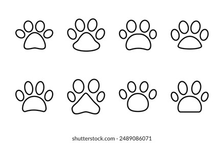 Paw icon set. paw print icon vector. dog or cat paw