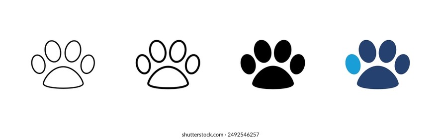 Paw icon set. paw print icon vector. dog or cat paw