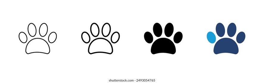 Paw icon set. paw print icon vector. dog or cat paw
