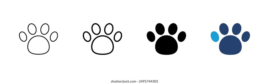 Paw icon set. paw print icon vector. dog or cat paw