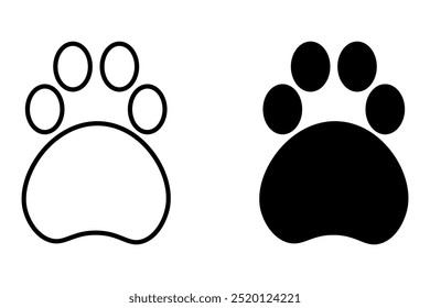 Paw icon set. paw print icon vector. dog or cat paw