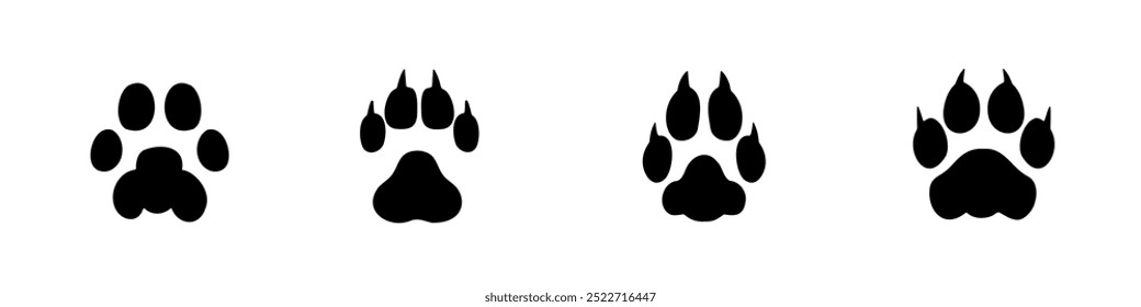 Paw icon set. Paw print vector.