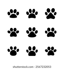 Paw icon set. paw print icon vector. dog or cat paw