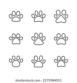 Paw icon set. paw print icon vector. dog or cat paw