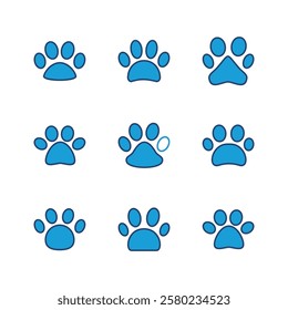 Paw icon set. paw print icon vector. dog or cat paw