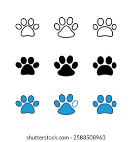 Paw icon set. paw print icon vector. dog or cat paw