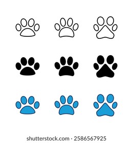 Paw icon set. paw print icon vector. dog or cat paw