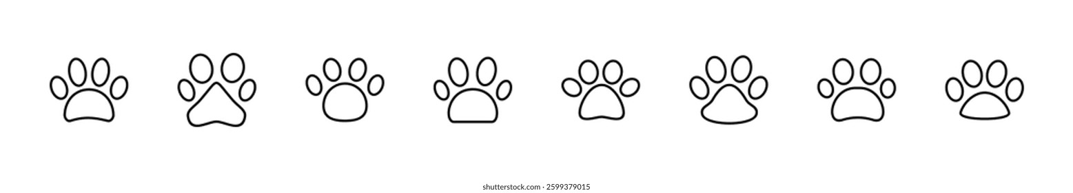Paw icon set. paw print icon vector. dog or cat paw