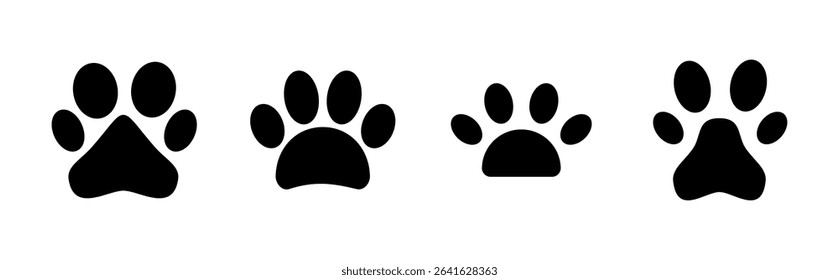 Paw icon set. paw print icon vector. dog or cat paw