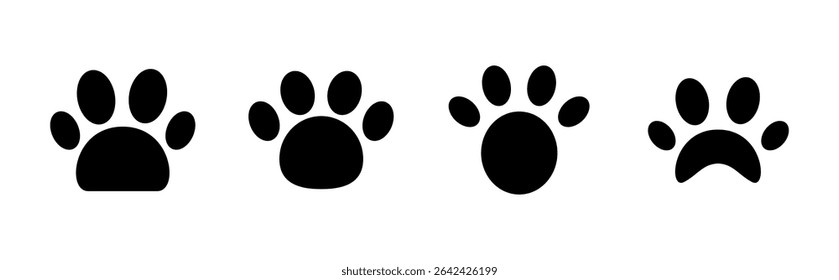 Paw icon set. paw print icon vector. dog or cat paw