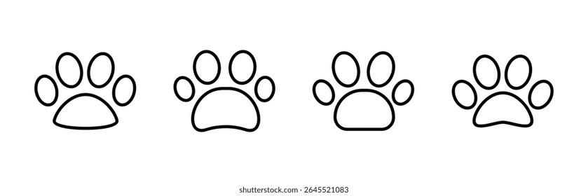 Paw icon set. paw print icon vector. dog or cat paw