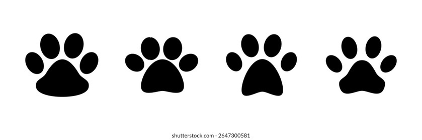 Paw icon set. paw print icon vector. dog or cat paw