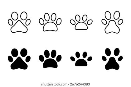Paw icon set. paw print icon vector. dog or cat paw