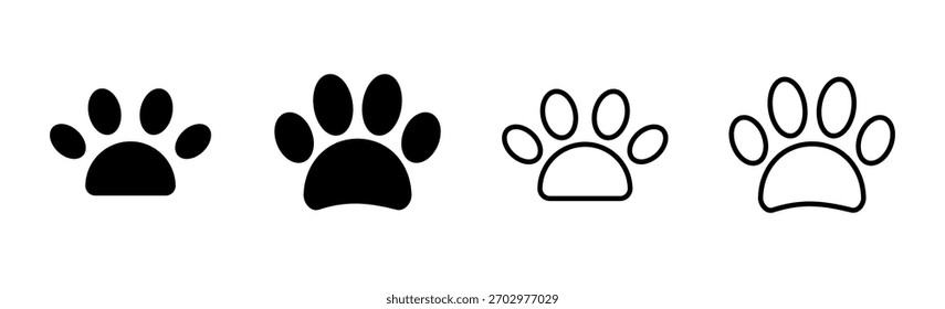 ícone de pata definido. ícone de impressão de pata vetor. pata de cachorro ou gato