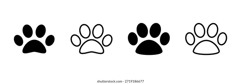 Paw icon set. paw print icon vector. dog or cat paw