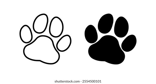 paw Icon set. Symbol isolated white background. vector illustration. color editable.