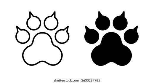Paw Icon set. Symbol isolated white background. vector illustration. color editable.