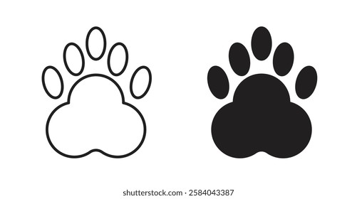 Paw icon set in thin line. vector illustrations for web