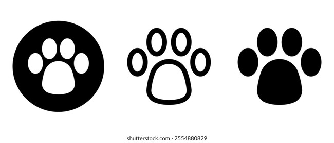 Paw icon set. Vecor illustration.