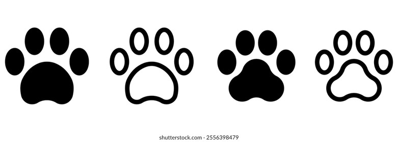 Paw icon set. Vector illustration.