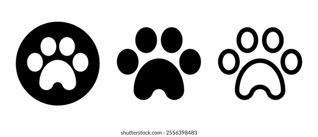 Paw icon set. Vector illustration.