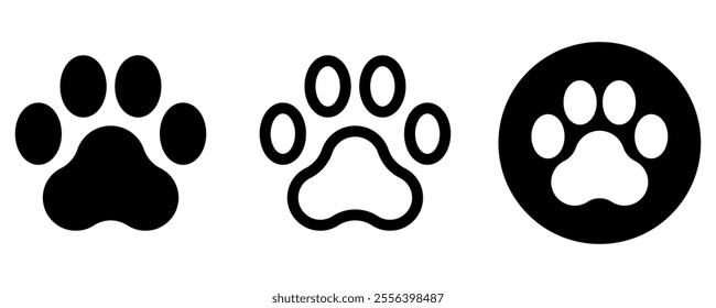 Paw icon set. Vector illustration.