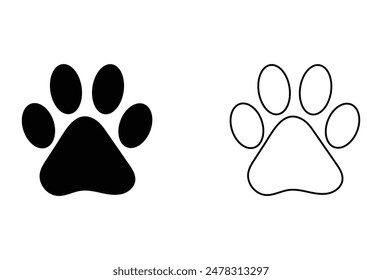 Conjunto de iconos de la pata Vector. símbolo y signo de la impresión de la pata. perro o gato pata. Plantilla de iconos de la impresión de la pata para gráfico y Ilustración vectorial del logotipo de la colección del Diseño web. Archivo Eps 160.