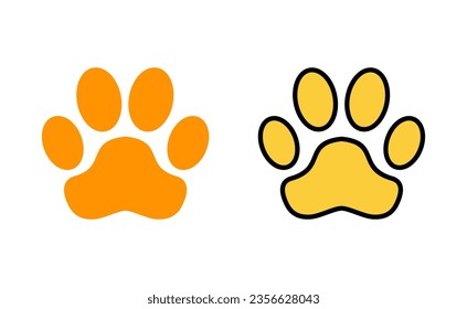 Paw icon set for web and mobile app. paw print sign and symbol. dog or cat paw