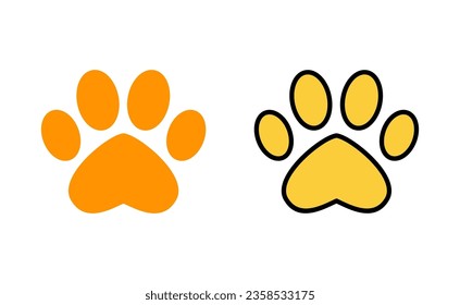 Paw icon set for web and mobile app. paw print sign and symbol. dog or cat paw