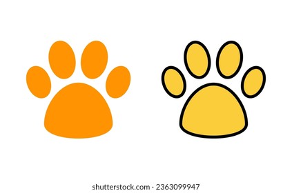 Juego de iconos de la ventana para la aplicación web y móvil. símbolo y signo de la huella de la pata. pezuña de perro o gato