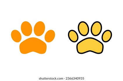 Paw icon set for web and mobile app. paw print sign and symbol. dog or cat paw