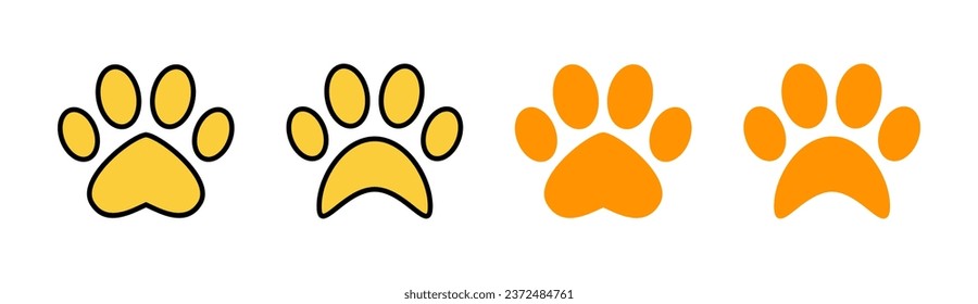 Juego de iconos de la ventana para la aplicación web y móvil. símbolo y signo de la huella de la pata. pezuña de perro o gato