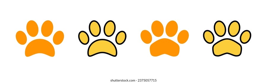 Juego de iconos de la ventana para la aplicación web y móvil. símbolo y signo de la huella de la pata. pezuña de perro o gato