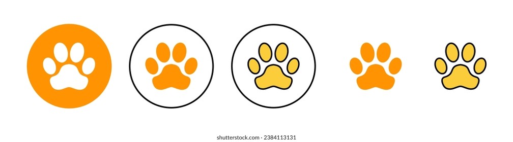 Paw icon set for web and mobile app. paw print sign and symbol. dog or cat paw