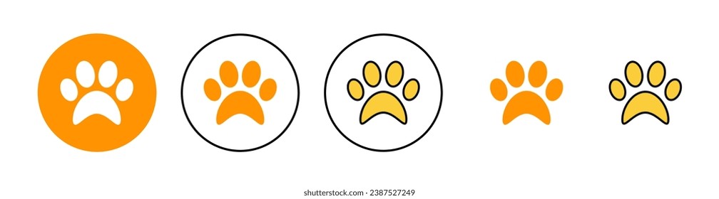 Paw icon set for web and mobile app. paw print sign and symbol. dog or cat paw