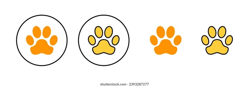 Juego de iconos de la ventana para la aplicación web y móvil. símbolo y signo de la huella de la pata. pezuña de perro o gato