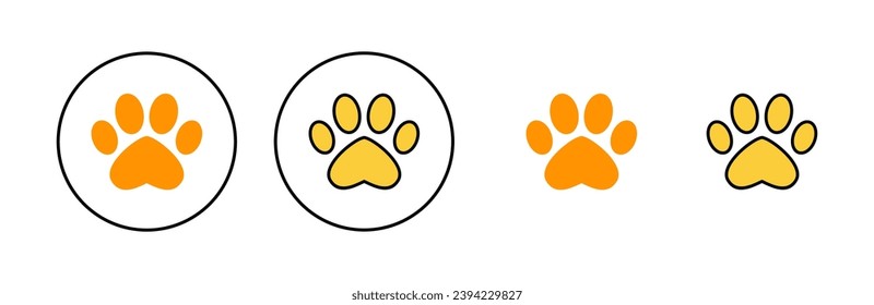 Paw icon set for web and mobile app. paw print sign and symbol. dog or cat paw