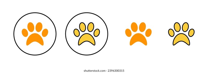 Juego de iconos de la ventana para la aplicación web y móvil. símbolo y signo de la huella de la pata. pezuña de perro o gato