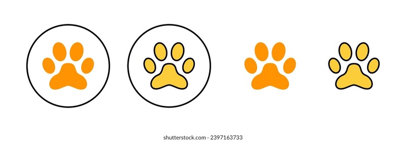 Paw icon set for web and mobile app. paw print sign and symbol. dog or cat paw