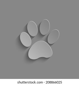 paw icon with shadow on a grey background